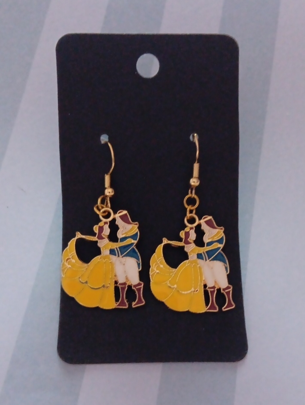 Beauty & The Beast Belle Princess & Prince Dangle Drop Enamel Earrings New!